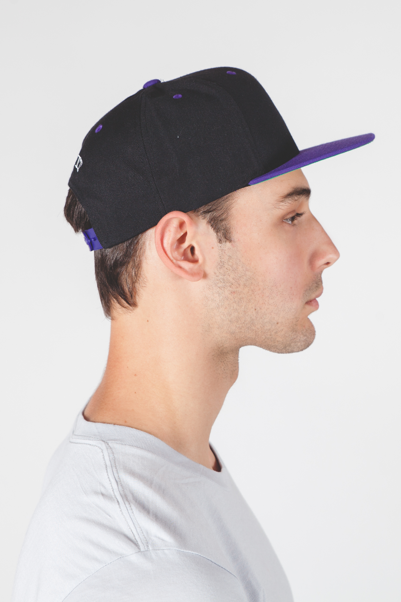 Flat Brim Adjustable Snapback Hat Cap - Black/Purple for Men